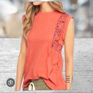 Free people sleeveless tank with embroidered details size M